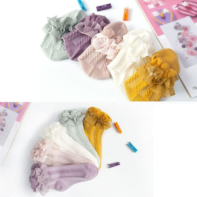 Baby Girls Socks Toddlers Ruffle Socks Girl's Frilly Dress Socks Baby Anti-slip Socks Cute Knee H... | Amazon (US)