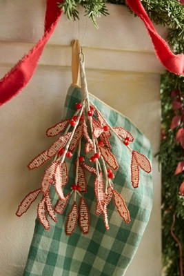 Beaded Mistletoe Stocking Charm | Anthropologie (US)
