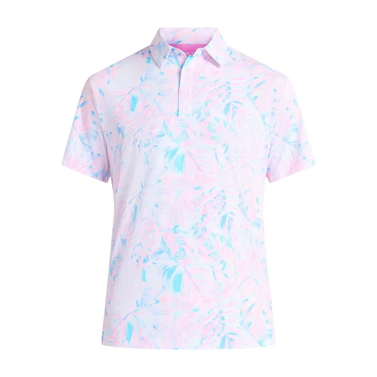 Birdie Bound Men's and Big Men's Pastel Palms Print Polo Golf Shirt, Sizes S-3XL | Walmart (US)