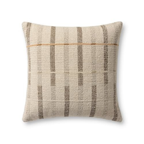 Loloi Ivory/Brown 20'' x 20'' Cover w/Poly Pillow | Amazon (US)