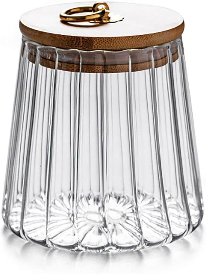 Amazon.com: Glass Coffee Nuts Canister Airtight Storage Jar Petal Decorative Container with Bambo... | Amazon (US)