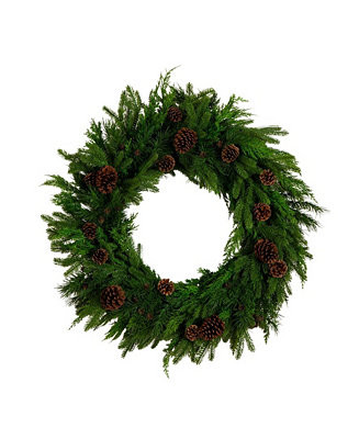 30" Artificial Norfolk Pine Wreath with Pinecones | Macy's
