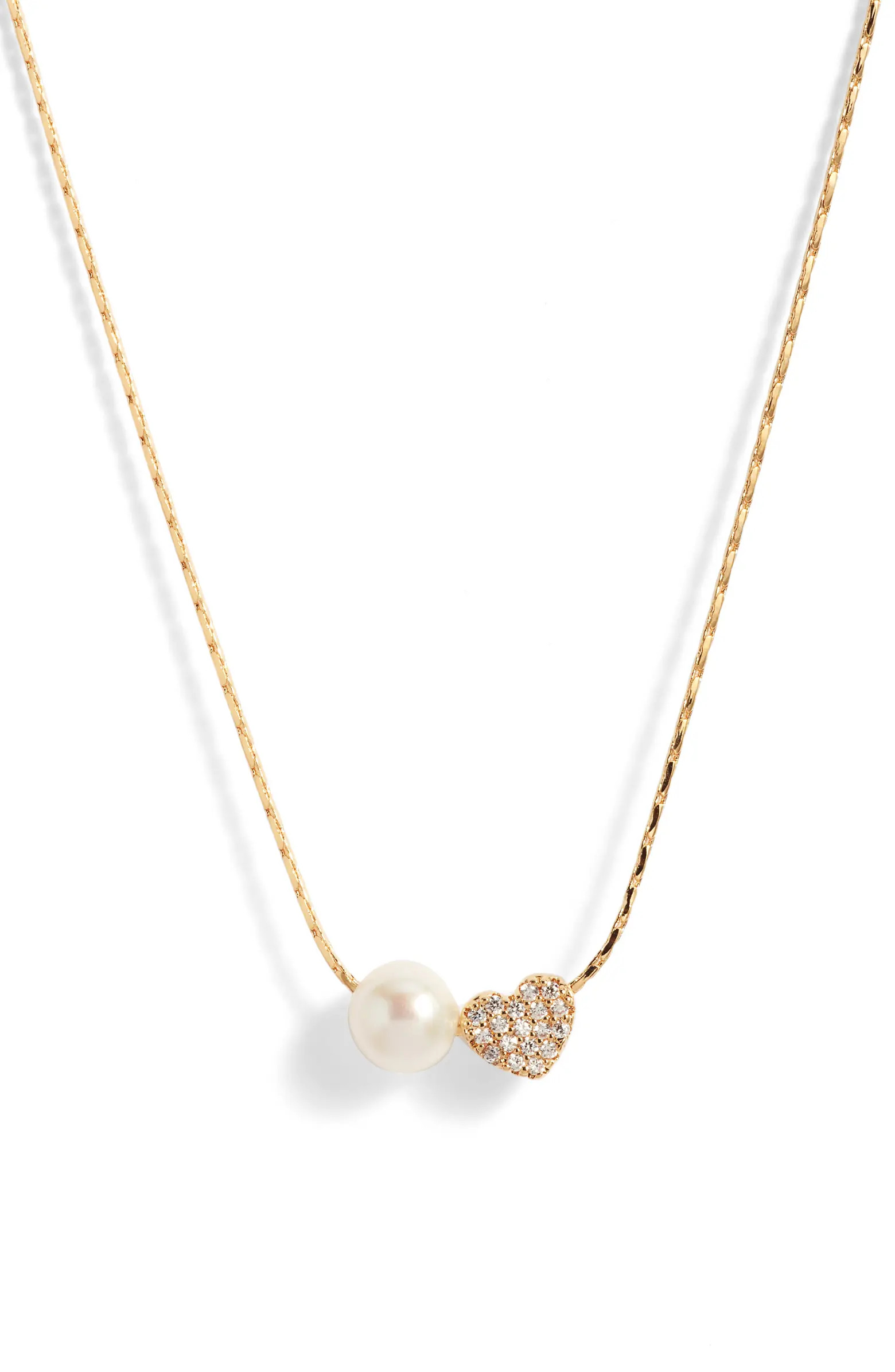 Demi Fine Heart & Freshwater Pearl Duo Pendant Necklace | Nordstrom
