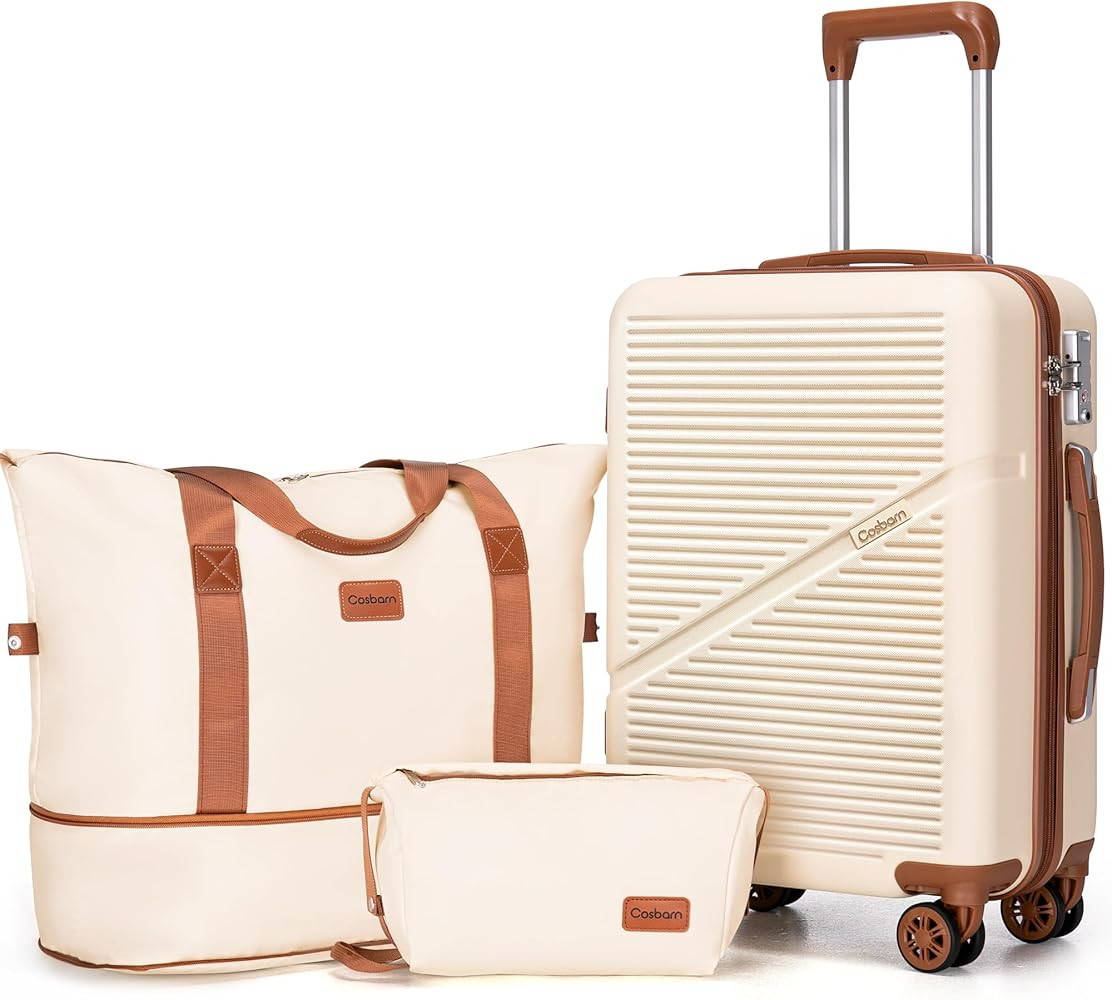 Cosbarn Carry On Luggage Set 22x14x9 Airline Approved, 3 Piece 20 Inch Lightweight ABS Hardside S... | Amazon (US)