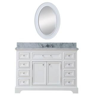 Water Creation 48 in. W x 22 in. D Vanity in White with Marble Vanity Top in Carrara White and Mi... | The Home Depot