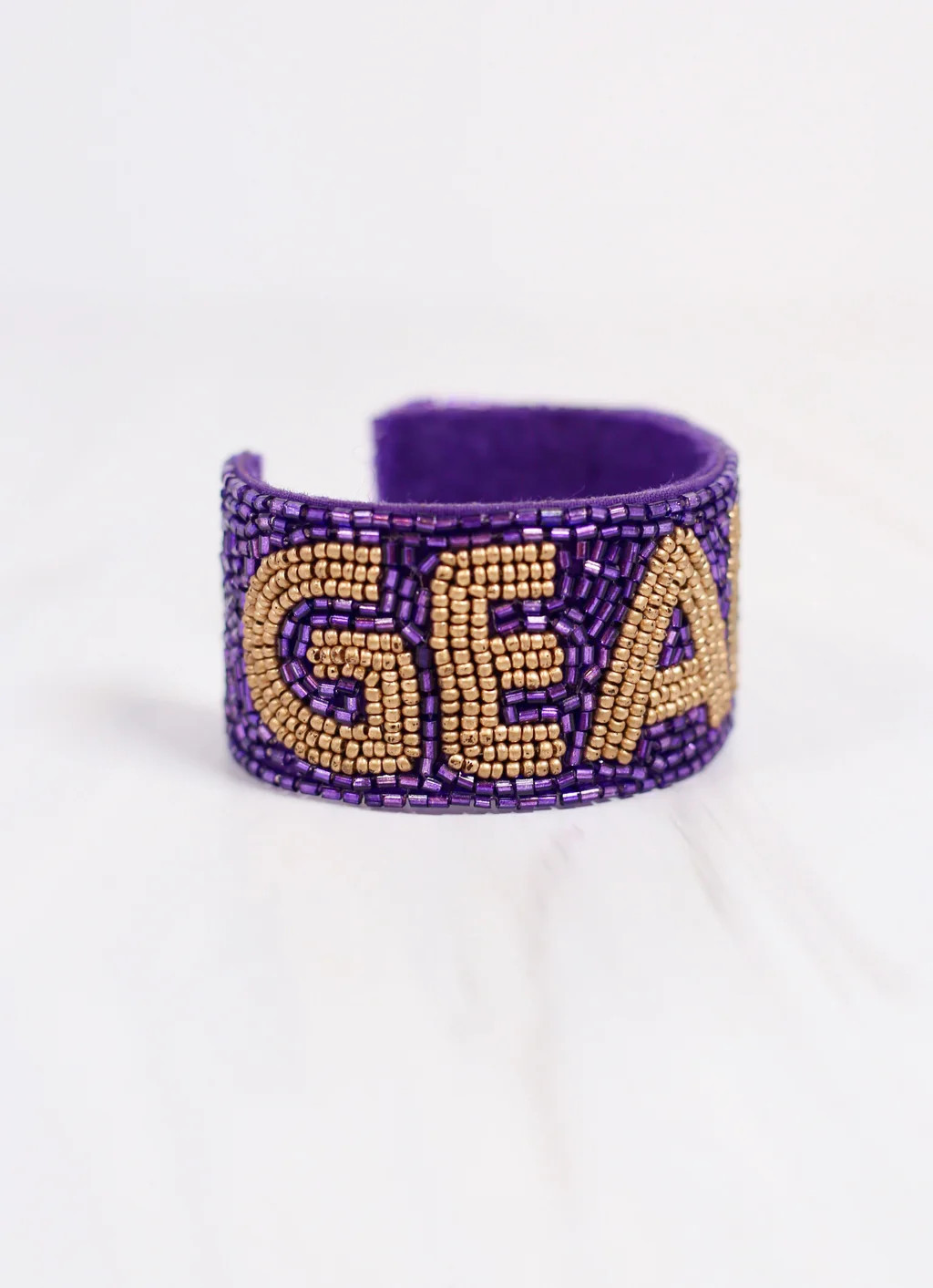 Geaux Beaded Cuff Bracelet PURPLE | Caroline Hill