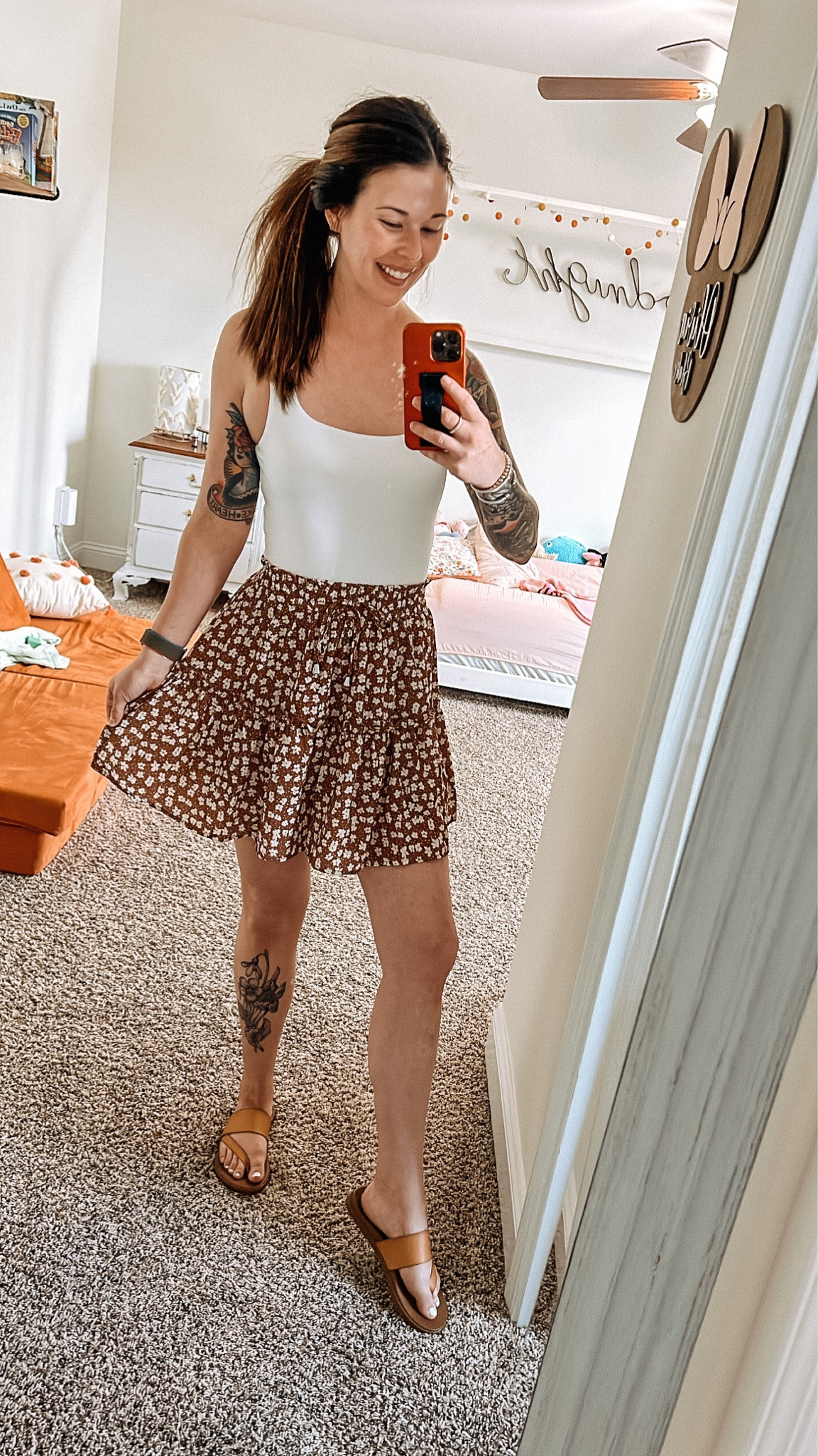 GIRL, YOU NEED THIS OUTFIT! This skort is a summer favorite of mine. A pretty brown color with white flowers. Looks like a skirt with shorts underneath. Paired with a bodysuit. 

Use code May20 for 20% off!

#LTKunder50 #LTKstyletip #LTKfit