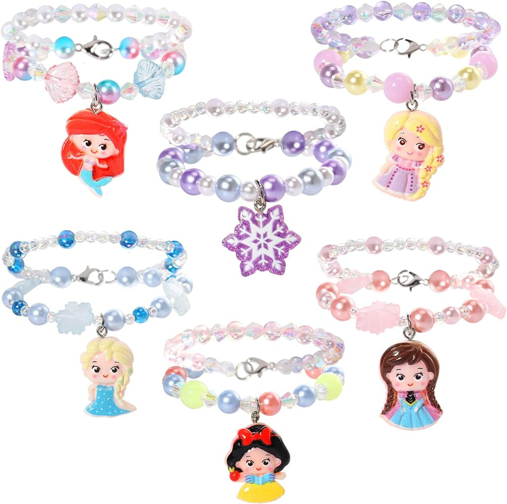 Cherry & Small Peas 6 Sets Princess Beaded Bracelets for Girls, Princess Bracelets Dress Up Prete... | Amazon (CA)