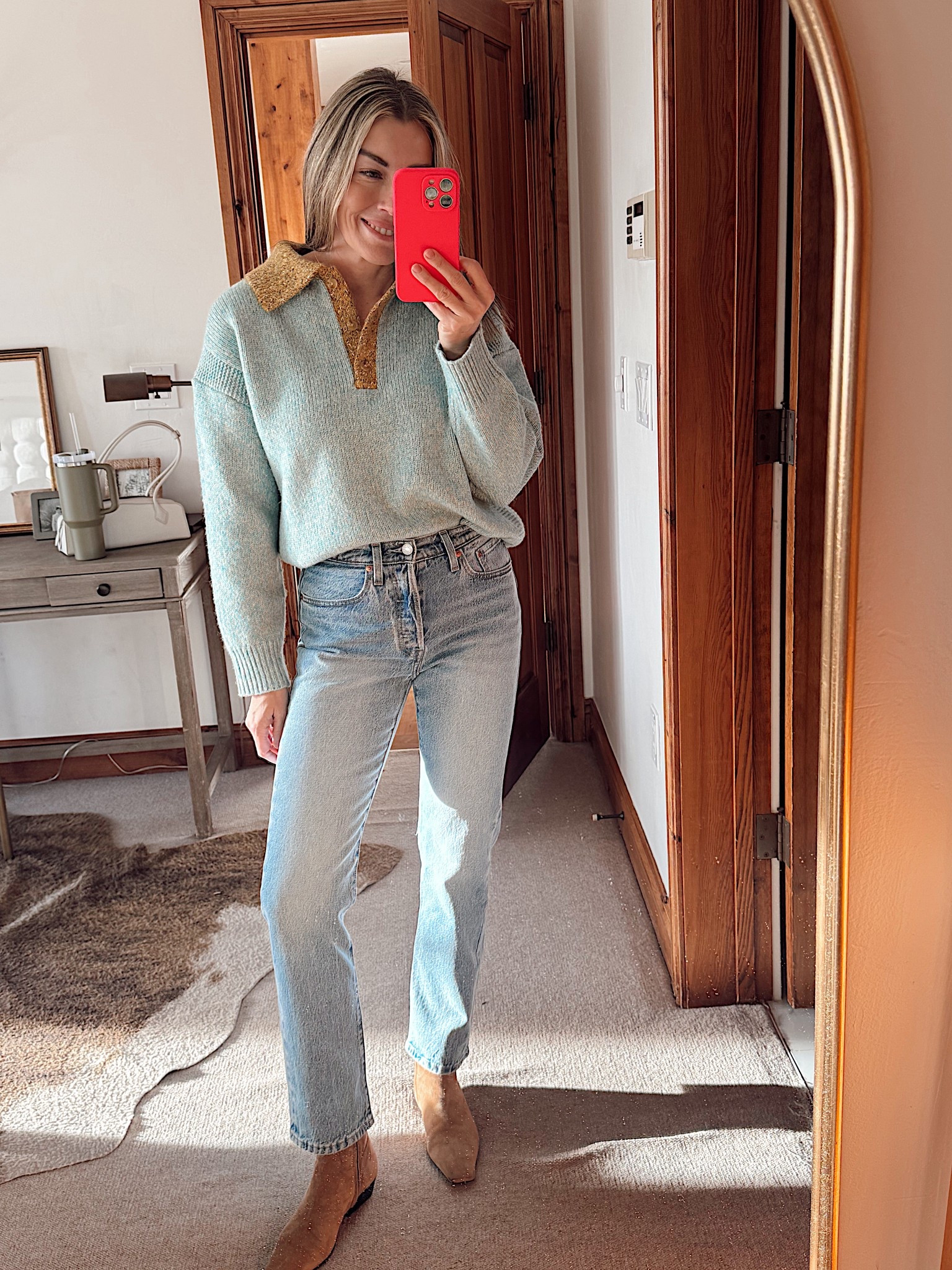 Outfit today, new sweater and Levi’s under $100
26 in jeans, S sweater 

#LTKFindsUnder100 #LTKootd