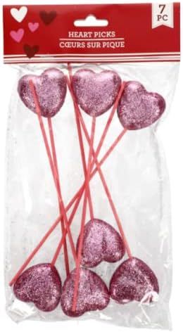 Valentine's Wooden Glitter Heart Picks, 7-ct. Packs | Amazon (US)