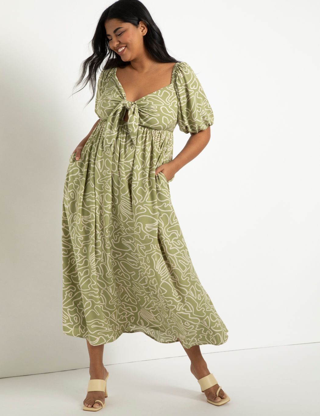 Tie Front Full Skirted Maxi Dress | Eloquii