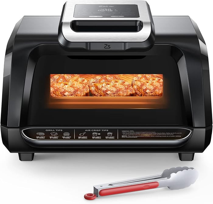 Zstar Indoor Grill Air Fryer Combo with See-Through Window, 7-in-1 Smokeless Electric Air Grill u... | Amazon (US)