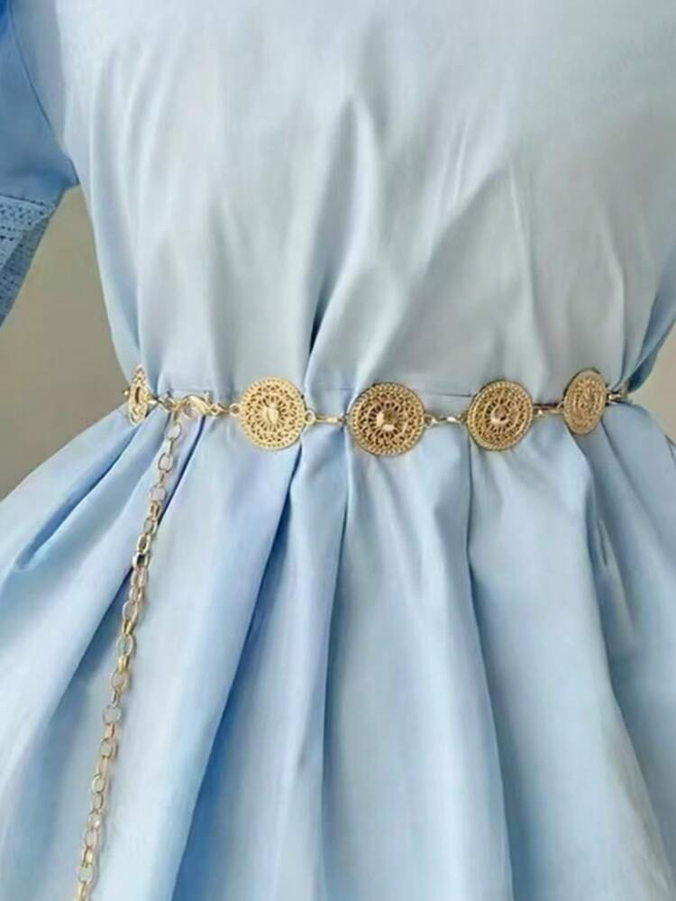Cadena elegante de metal hueco para la cintura, cintur\u00f3n decorativo para vestidos, dise\u00f... | SHEIN