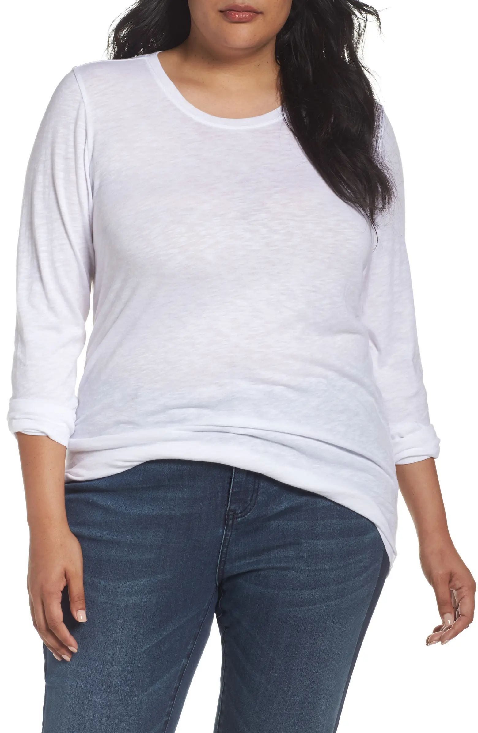 Caslon® Long Sleeve Crewneck Tee (Plus Size) | Nordstrom | Nordstrom