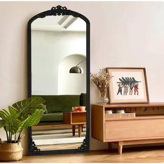 30 in. W x 69 in. H Classic Arch-Top Wood Framed Black Full-Length Floor Mirror | The Home Depot