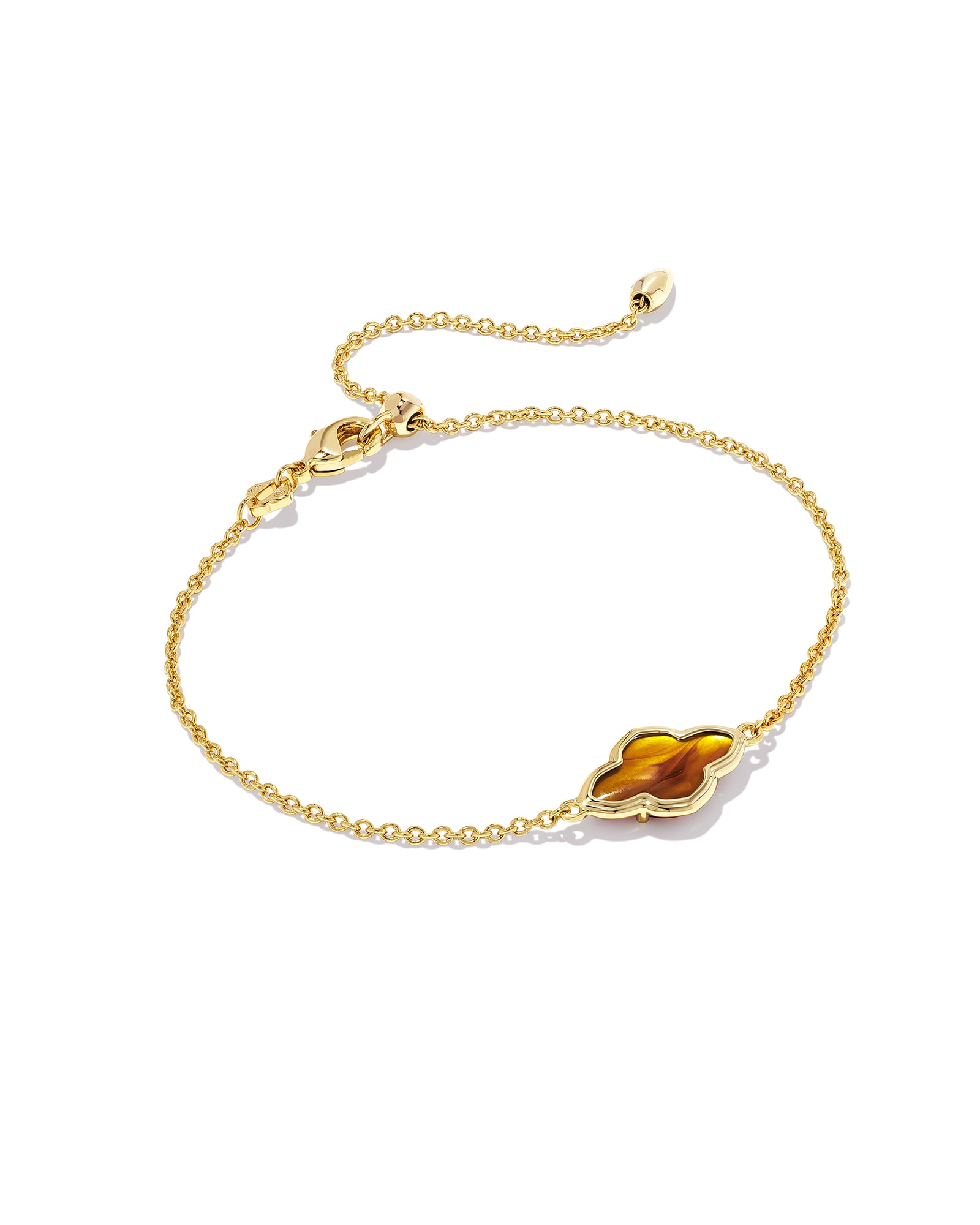 Framed Abbie Gold Delicate Chain Bracelet in Marbled Amber Illusion | Kendra Scott
