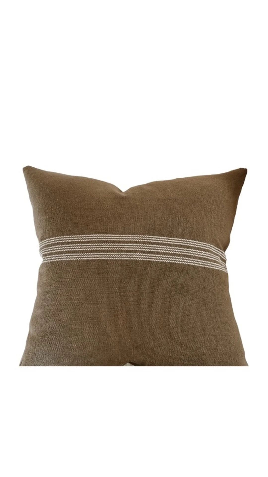 FARROW  Simple Brown With Cream Stripe Pillow Cover - Etsy | Etsy (US)