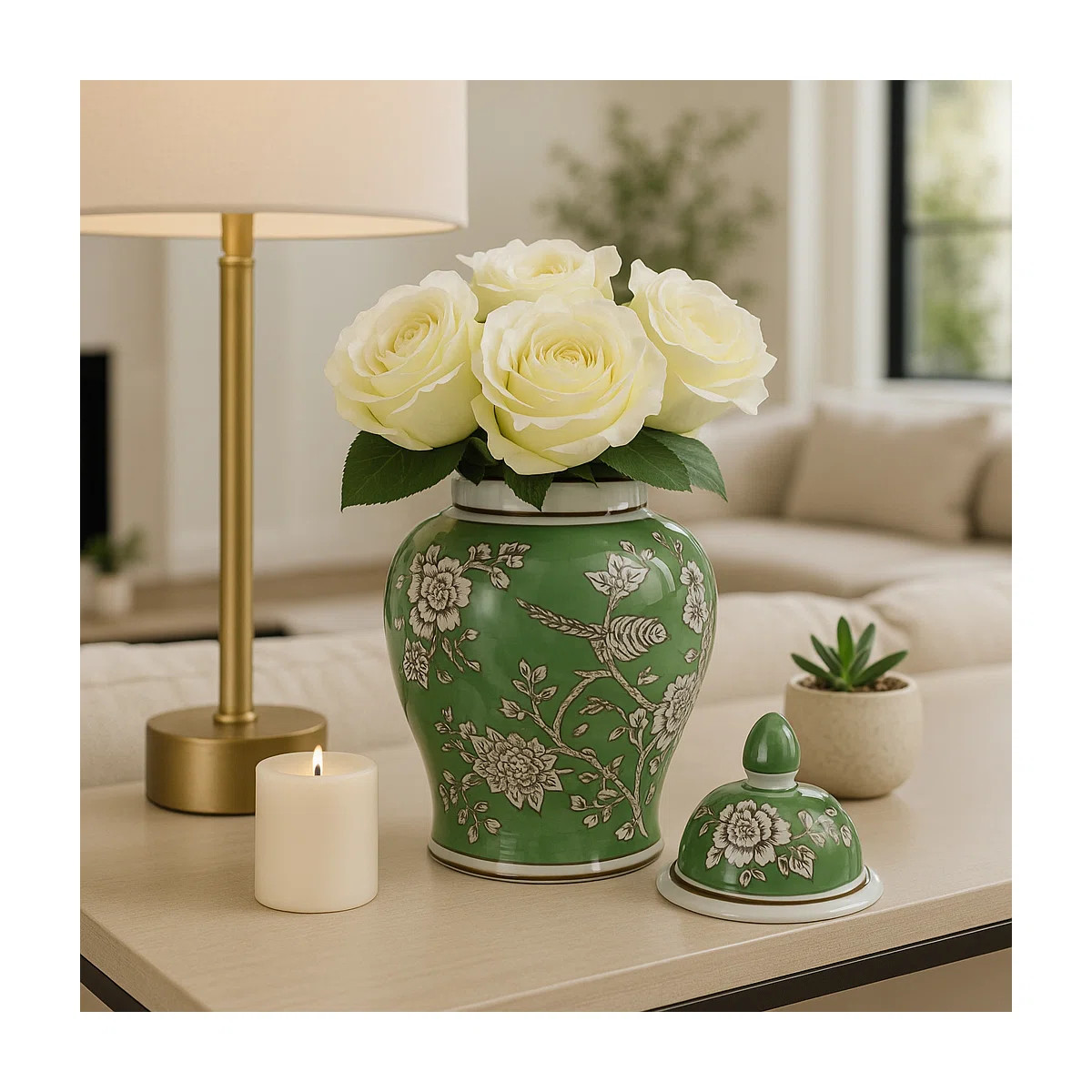Decorative Bird And Flower Temple Jar With Lid -  Tall Home Decor Accent For Coffee Table - Versa... | Wayfair North America
