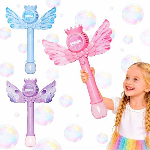 TECKMICO 3-Pack Automatic Bubble Wands for Girls,Princess Bubble Machine with Rechargable Battery for Kids Summer Indoor Outdoor Toys Easter Birthday Wedding Party Gift | Amazon (US)