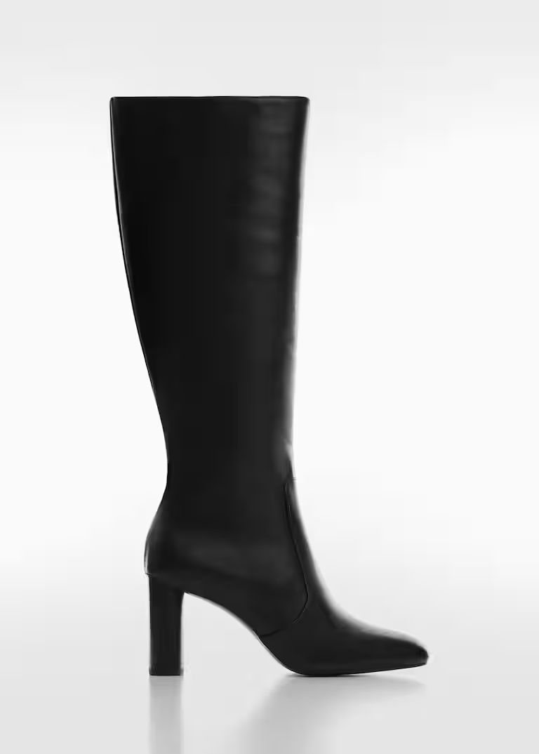 Round-toe leather boots -  Women | Mango USA | MANGO (US)