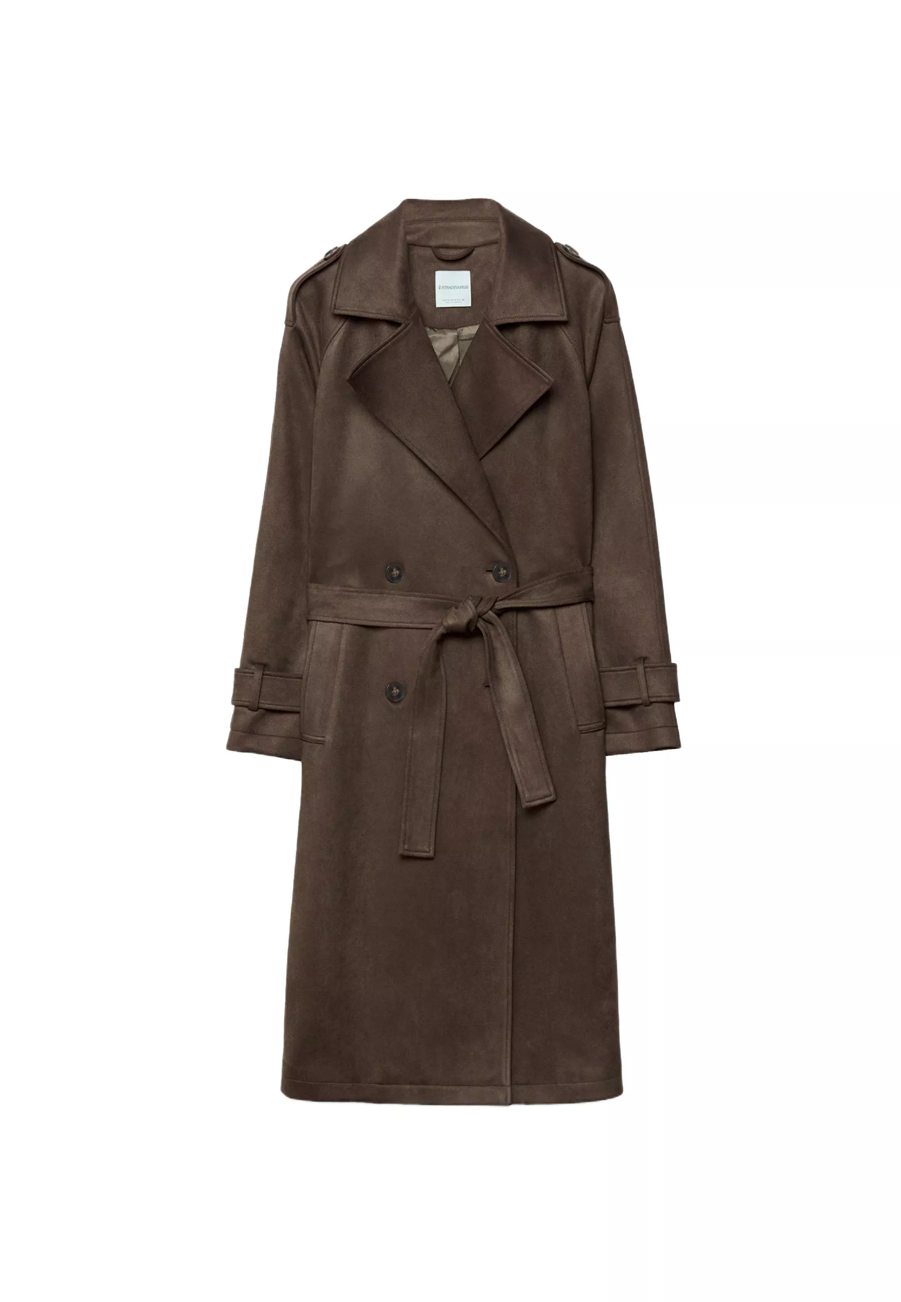 Trench long en suédine - Trenchs femme | Stradivarius France | Stradivarius (FR)