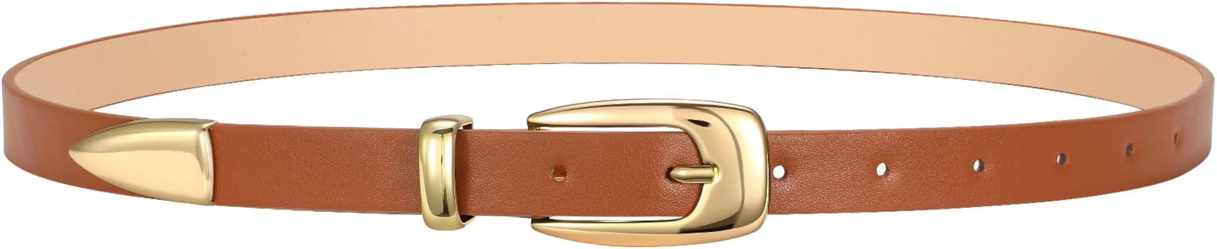 SANSTHS Women Skinny Leather Belt for Women Jeans Pants Dress, Ladies Thin Waist Belt Fashion wit... | Amazon (US)