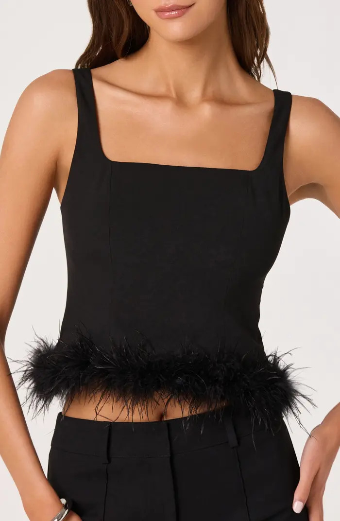 Feather Trimmed Crop Top | Nordstrom