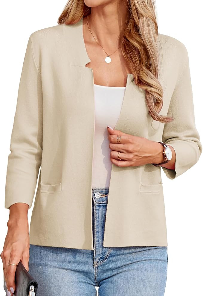 GRACE KARIN 3/4 Sleeve Sweater Blazer Jackets for Women Business Casual | Open Front, Cropped Len... | Amazon (US)