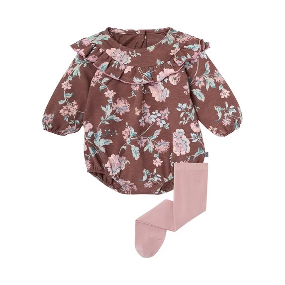 Modern Moments by Gerber Baby Girl Bubble Romper and Tights Outfit Set, 2-Piece, Sizes 0/3 Months... | Walmart (US)