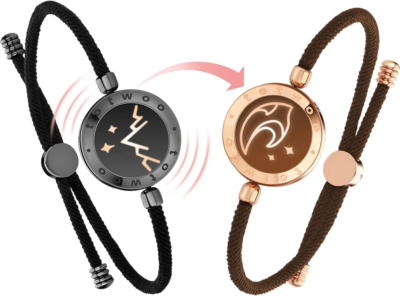 TOTWOO Long Distance Touch Bracelets for Couples, Vibration & Light up for Love Couples Bracelets... | Amazon (US)