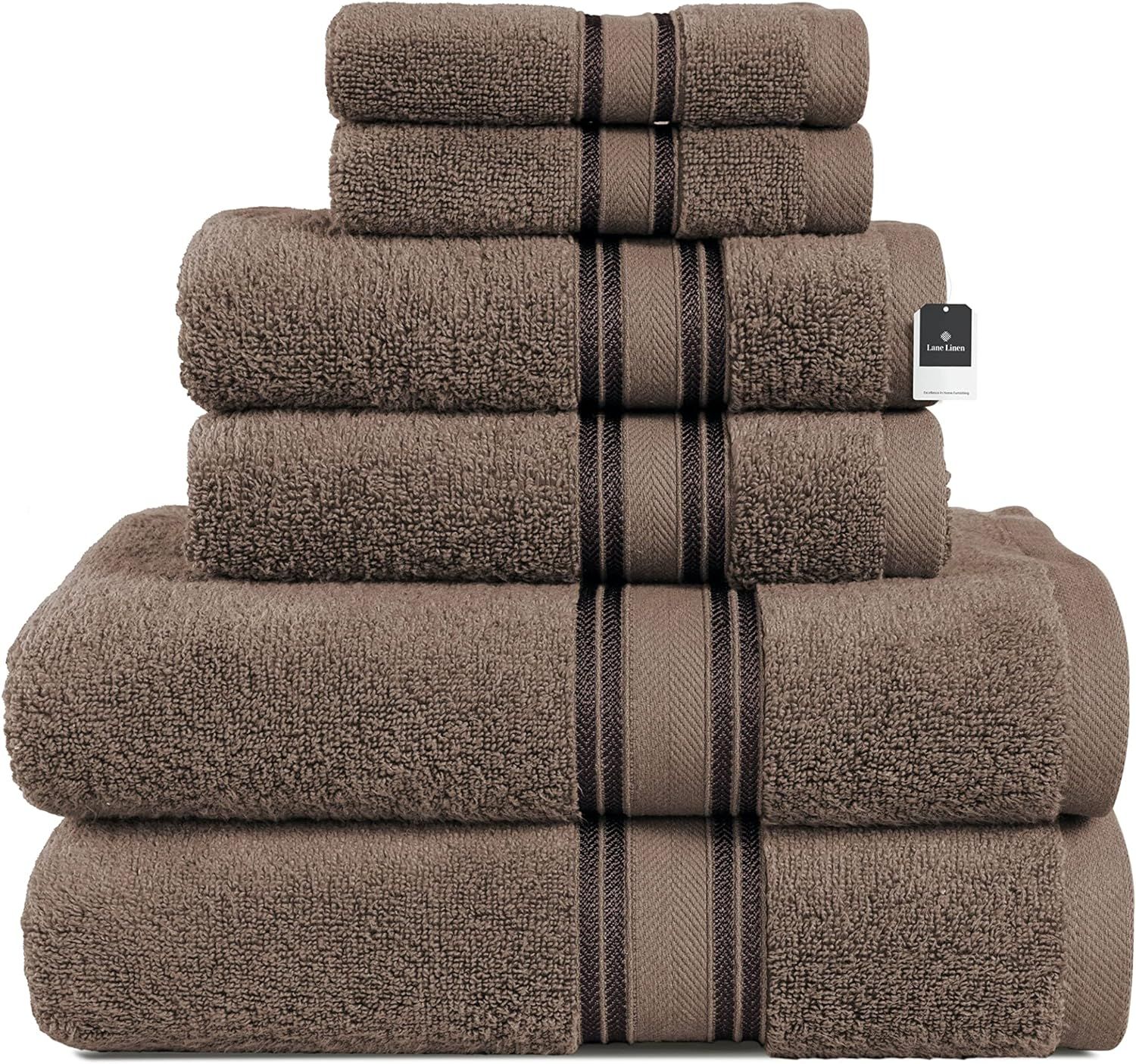 LANE LINEN Luxury Bath Towels Set - 6 Piece 100% Cotton Bathroom Shower Extra Absorbent Towel Sup... | Amazon (US)