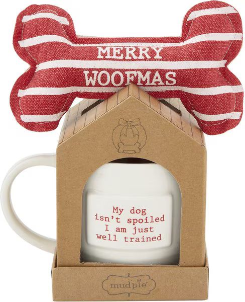 MUD PIE Merry Woofmas Christmas Mug & Dog Toy Set - Chewy.com | Chewy.com