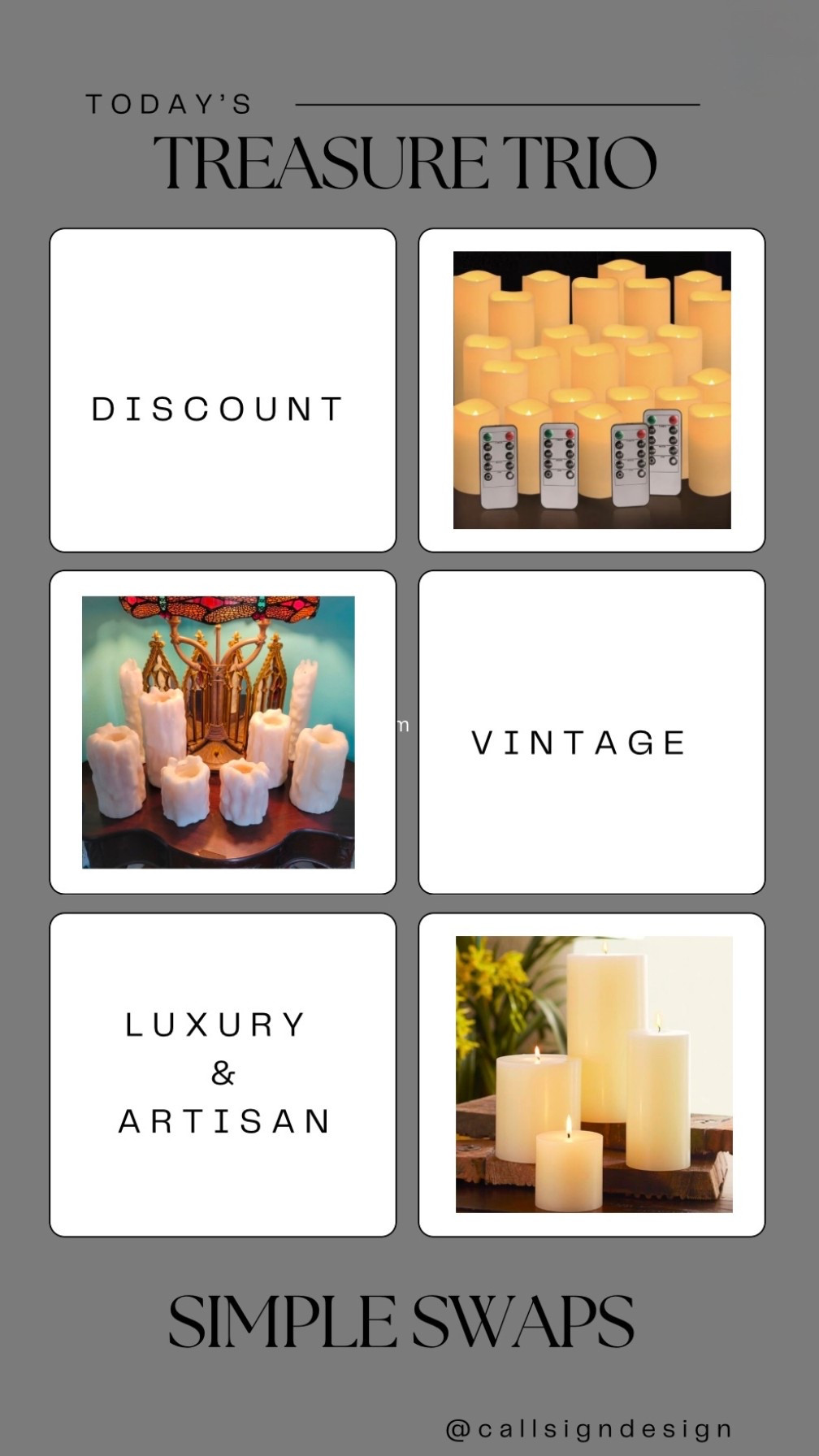 Discover the perfect holiday ambiance with our thick candles. Create a cozy winter atmosphere for any space.  🕯️

#Christmas #ChristmasDecor #WhiteChristmas #TraditionalChristmas #VintageChristmas 
#CallSignDesign #Vintage #Luxury #InteriorDesign #InteriorDecorating #Elegance #Chandelier #OldWorldCharm #DesignStyle #CastleCore #OldWorldCharm  #SimpleSwaps
