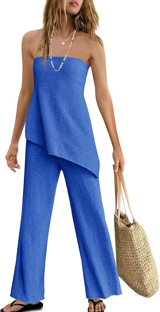 Panadila Womens Off Shoulder Sweater Set 2 Piece Outfits Summer Vacation Knit Matching Lounge Set... | Amazon (US)