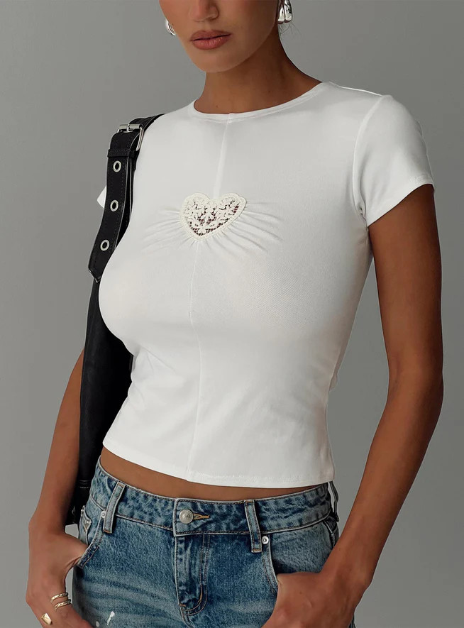 We Could Go Lace Detail Top White | Princess Polly US