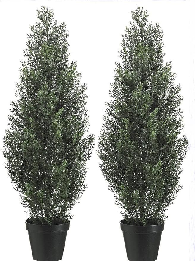 Two 3 Foot Outdoor Artificial Cedar Trees Potted Plants | Amazon (US)