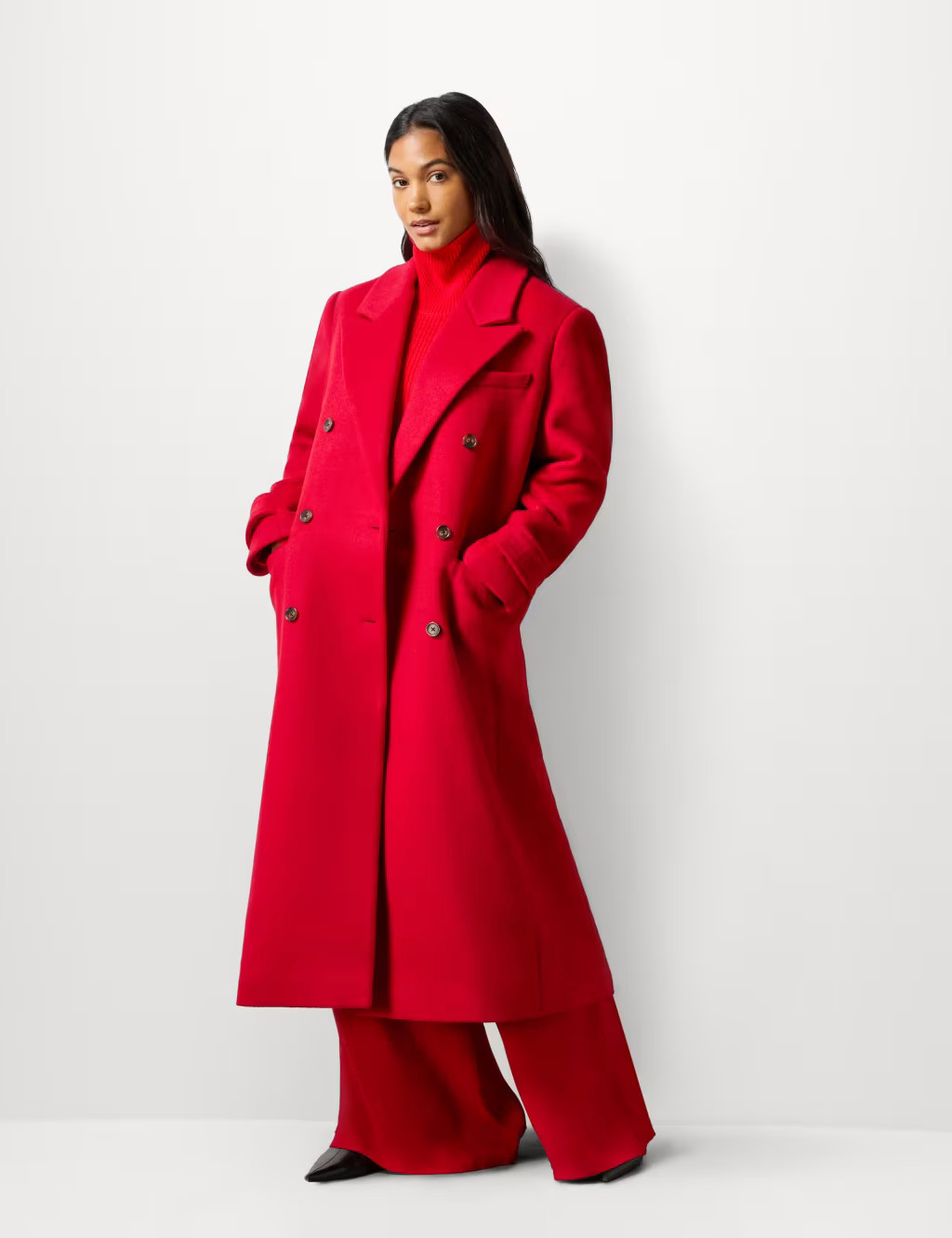 RED DOUBLE BREASTED OVERCOAT | Marks & Spencer (UK)