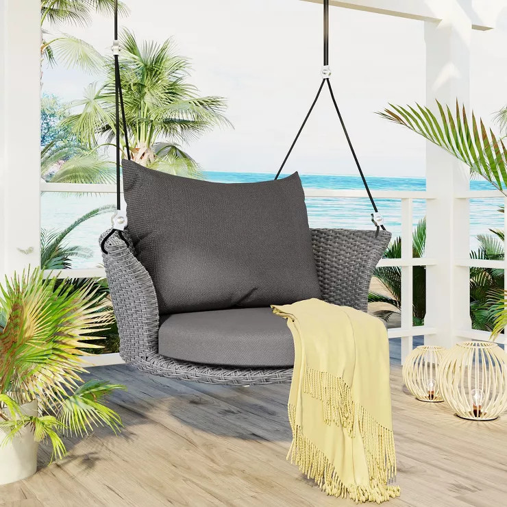 33.8" Single Suspended Rattan Woven Swing Seat - ModernLuxe | Target