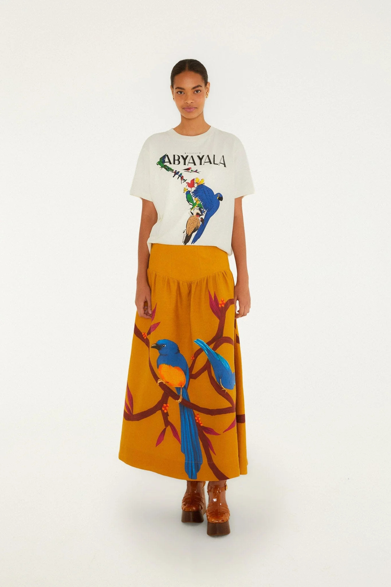 Brown Euroflax Premium Linen Maxi Skirt, BROWN / XXS | FarmRio (US)