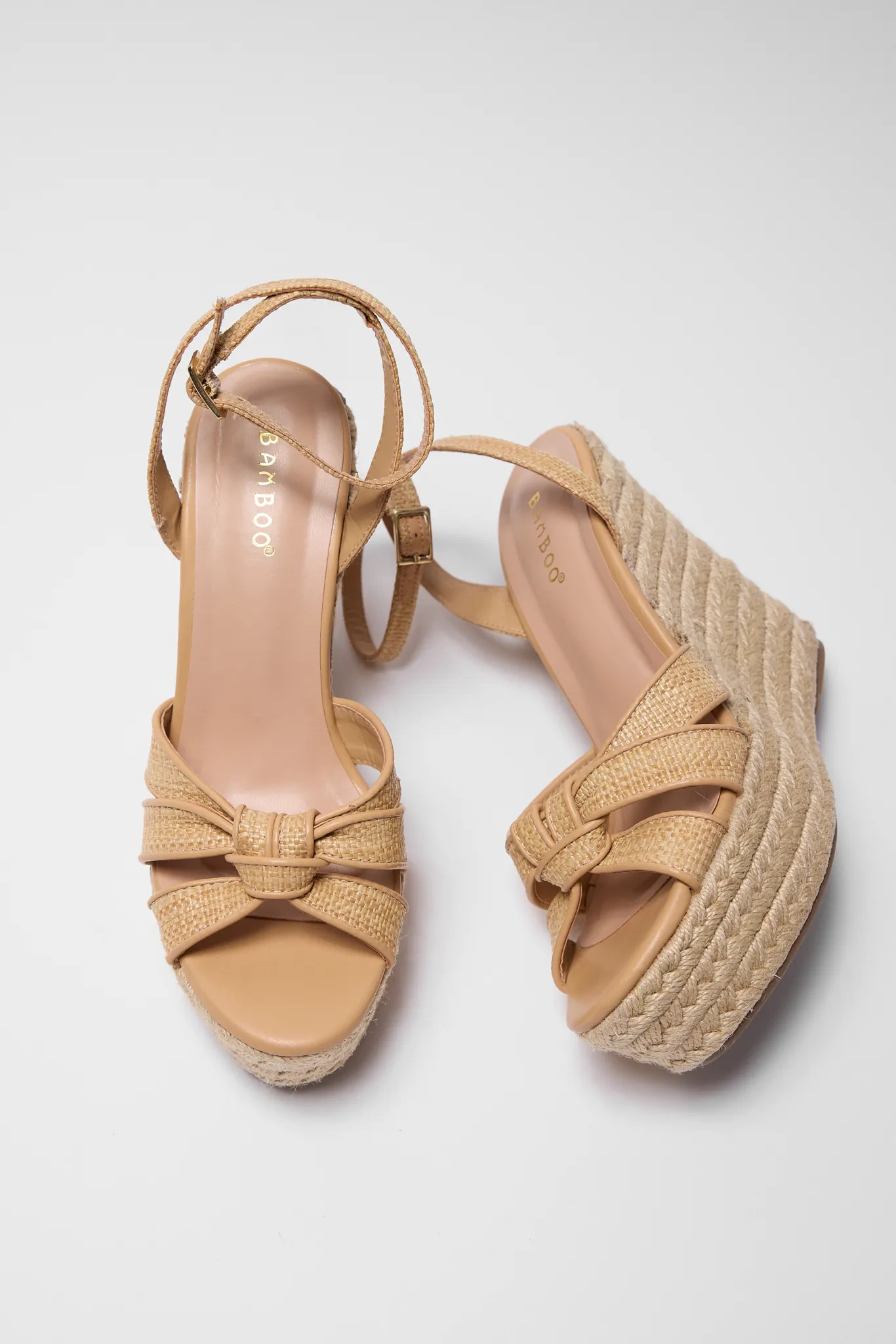 Tasha Tan Woven Raffia Wedges | Avara