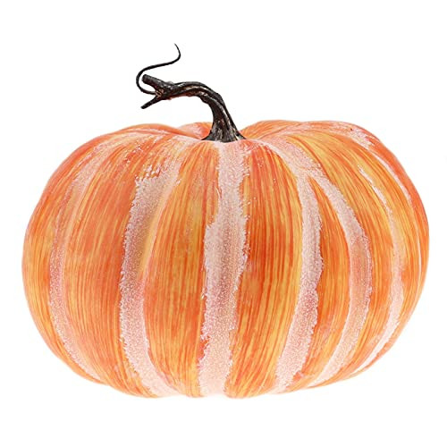 Woration Fake Pumpkin Decoration 8.4 Inch Large Yellow Artificial Pumpkin Faux Vegetable Food Model for Autumn Fall Harvest Halloween Thanksgiving Day | Amazon (US)
