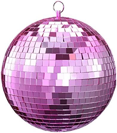 Mirror Ball, NuLink 8" Pink Disco DJ Dance Decorative Stage Lightning Ball with Hanging Ring | Amazon (US)