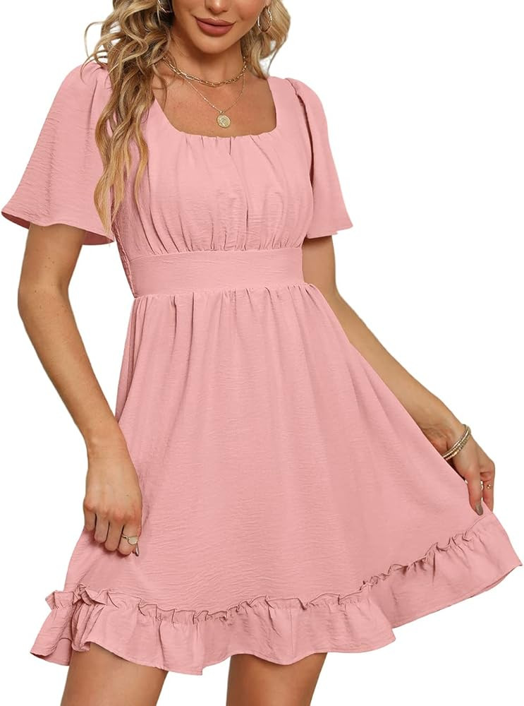 WEESO Summer Dresses for Women 2023 Casual Square Neck Floral Cottagecore Dress | Amazon (US)