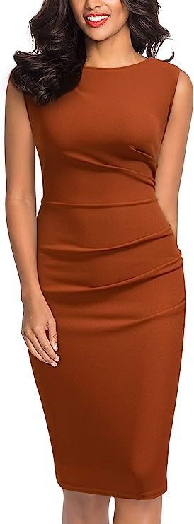 Miusol Women's Retro Ruffle Style Slim Work Pencil Dress | Amazon (US)