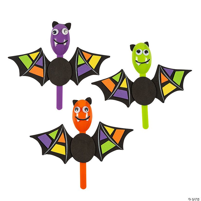 Colorful Halloween Bat Spoon Craft Kit - Makes 12 | Oriental Trading Company