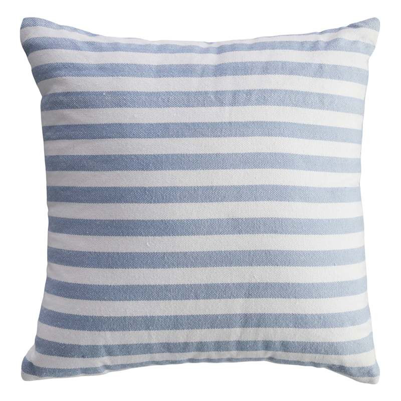 Hampton Blue Striped Woven Square Outdoor Throw Pillow, 18" | At Home