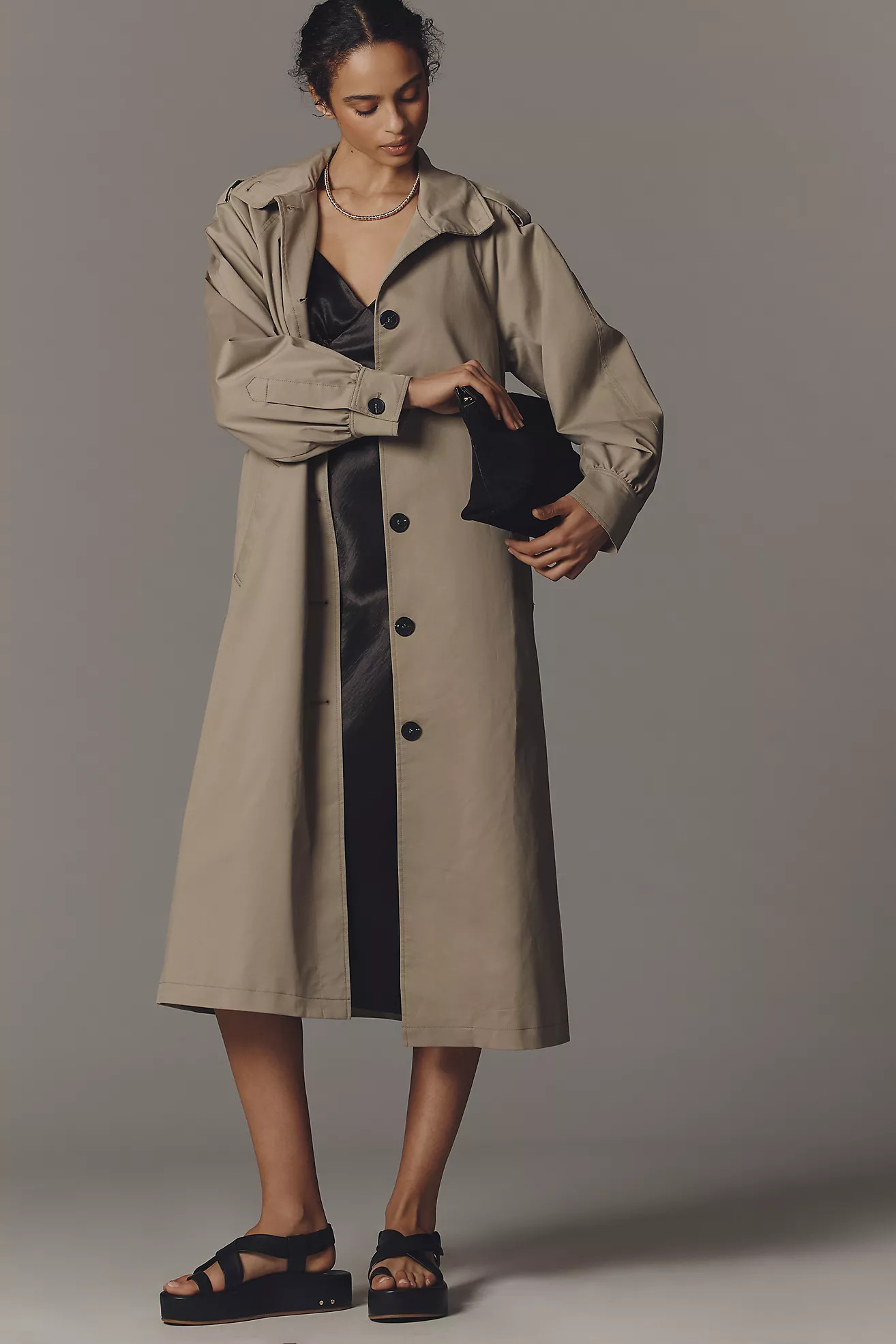 Avec Les Filles Funnel-Neck Mid-Length Trench Coat | Anthropologie (US)