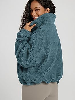 ODODOS Women's Sherpa Fleece Half-Zip Pullover - Cozy Warm Long Sleeve Sweatshirt Cinchable Outer... | Amazon (US)