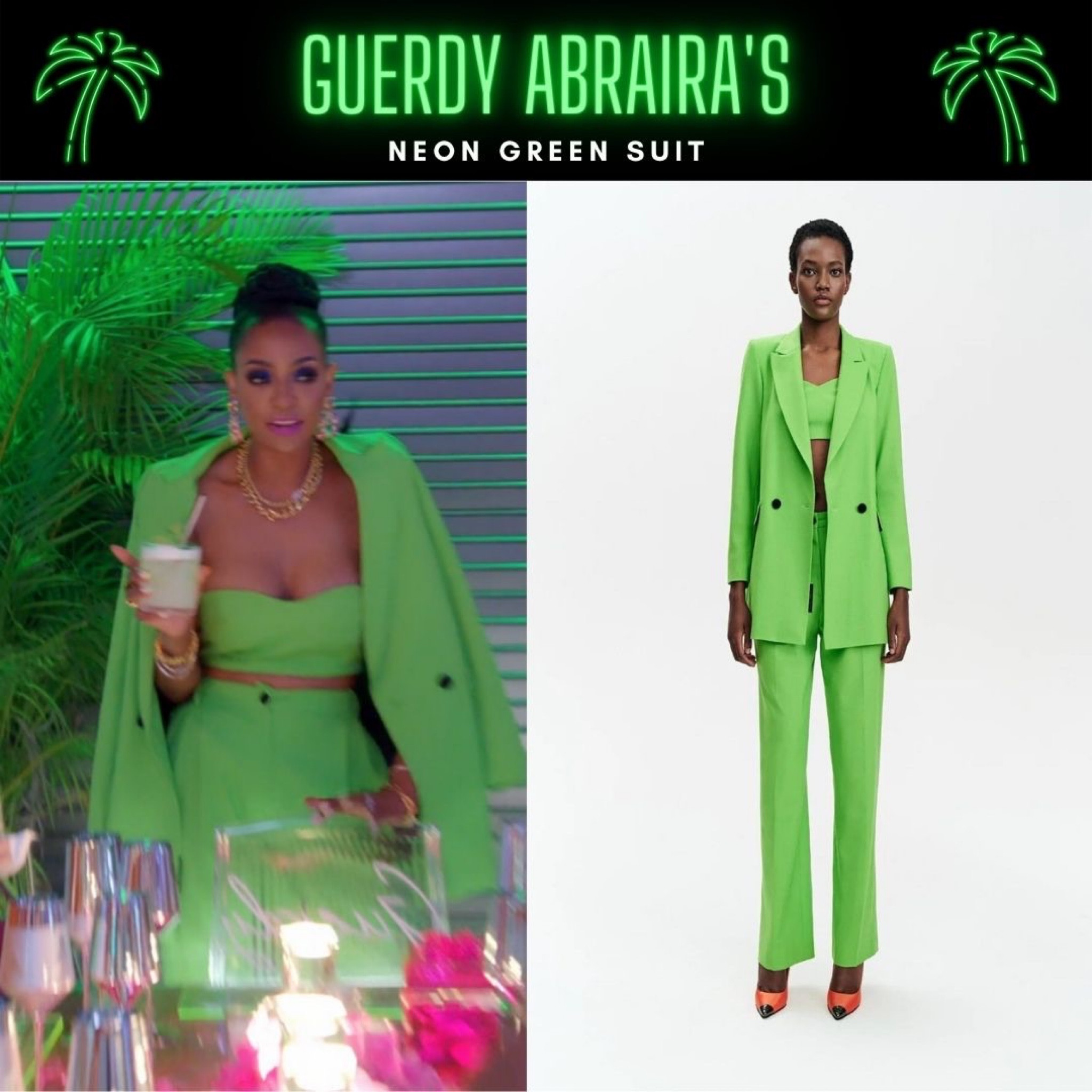 Guerdy Abraira’s Neon Green Suit is by Marcell Von Berlin // Shop Looks for Less