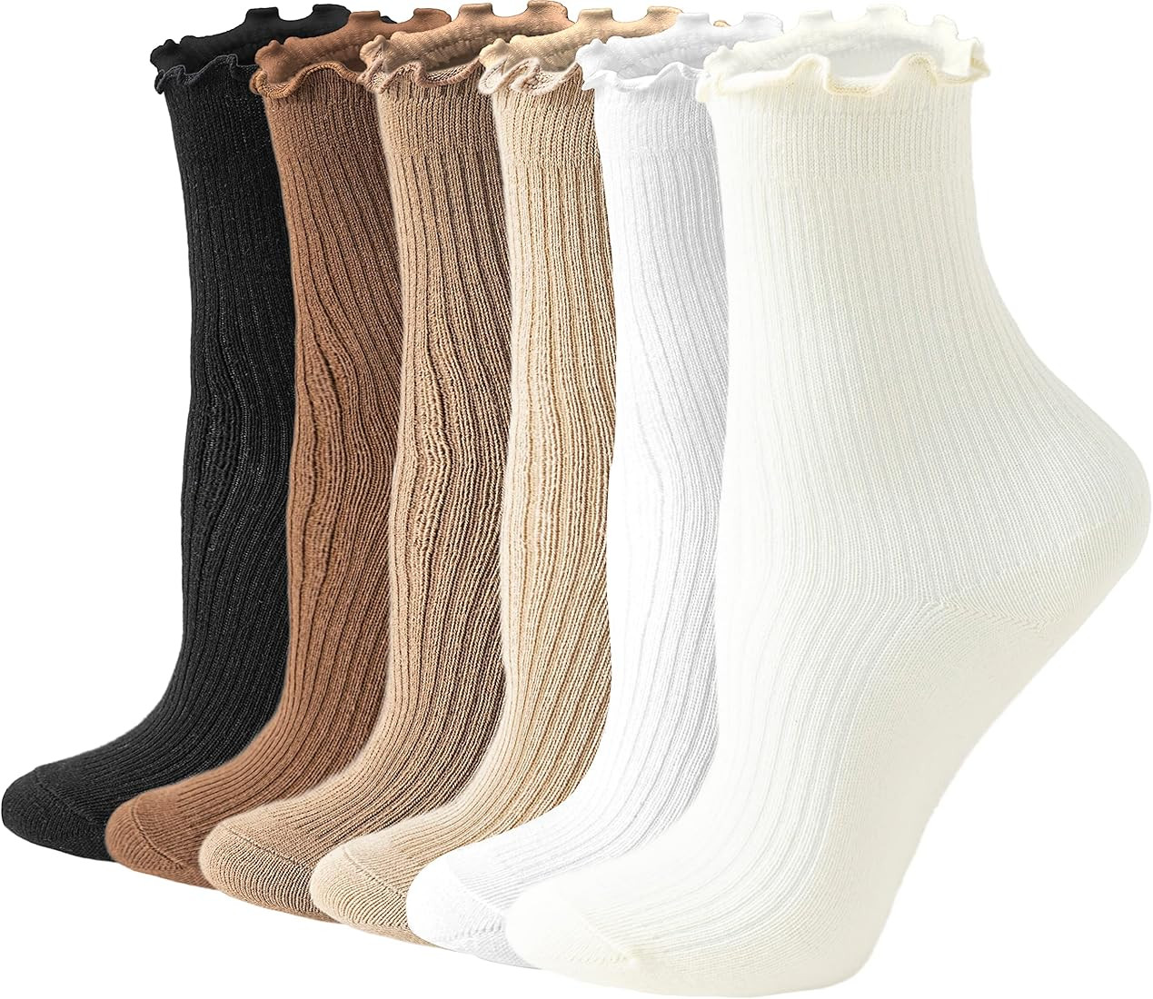 ACCFOD Womens Ruffle Socks Cute Frilly Ankle Socks Quarter Crew Socks for Women Girl | Amazon (US)